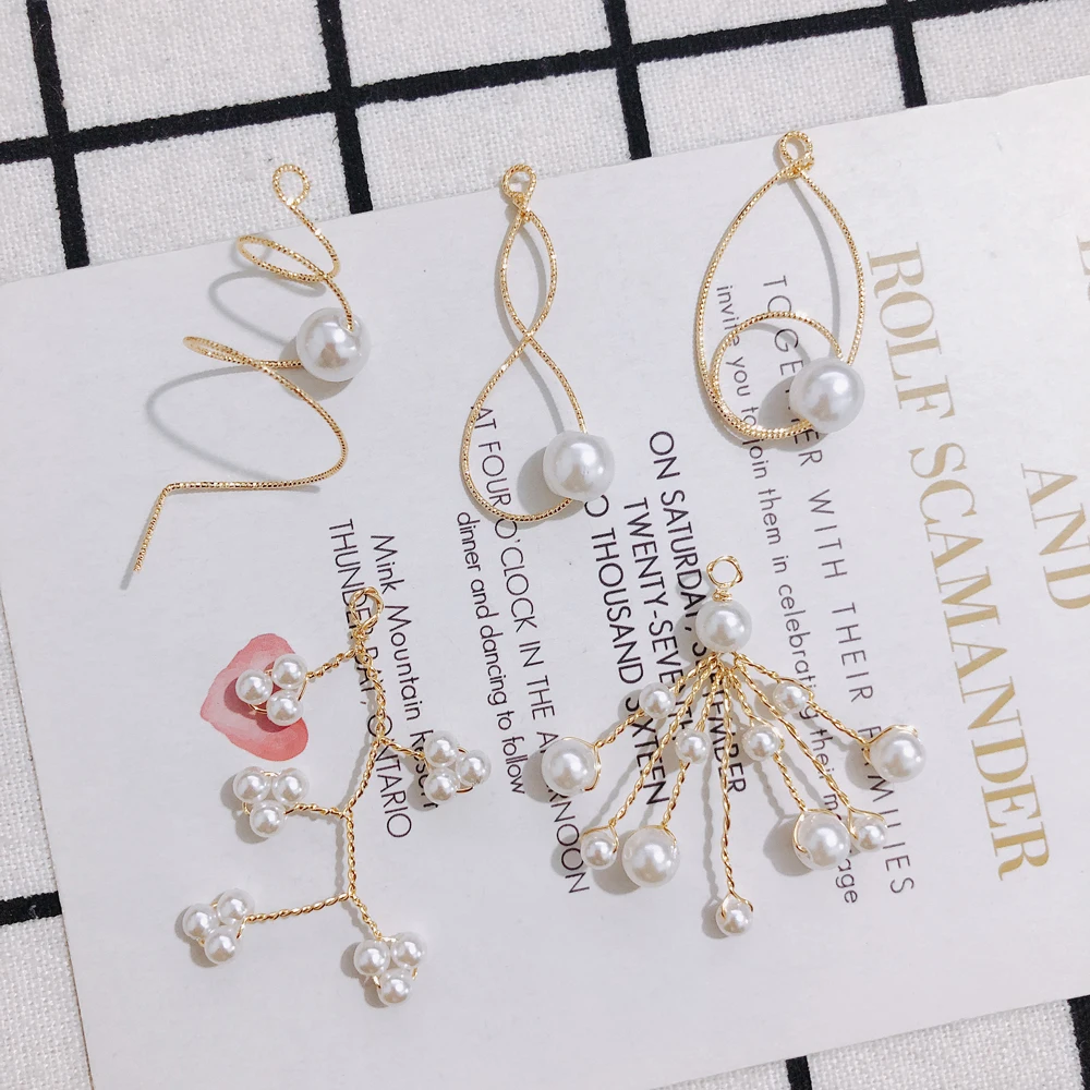 2 шт./лот модные жемчужные геометрические медные бронзовые серьги подвески из