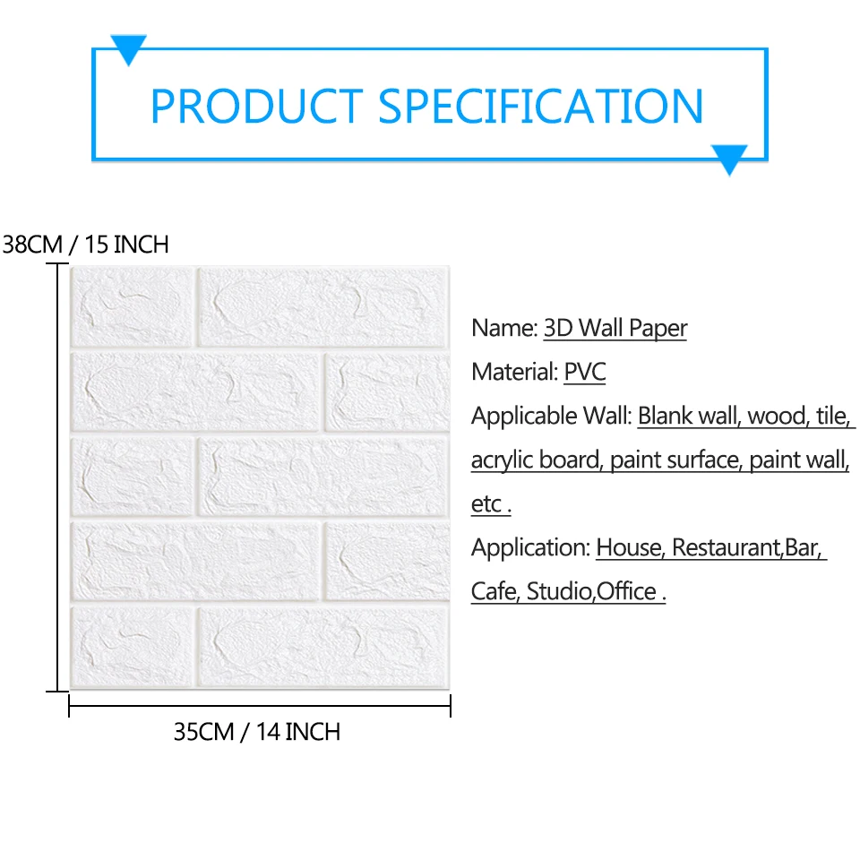 10Pcs Self-Adhesive 3D Brick Wall Sticker DIY Waterproof Foam Wallpaper Kids Room Kitchen Roof Ceiling Background Decals | Дом и сад