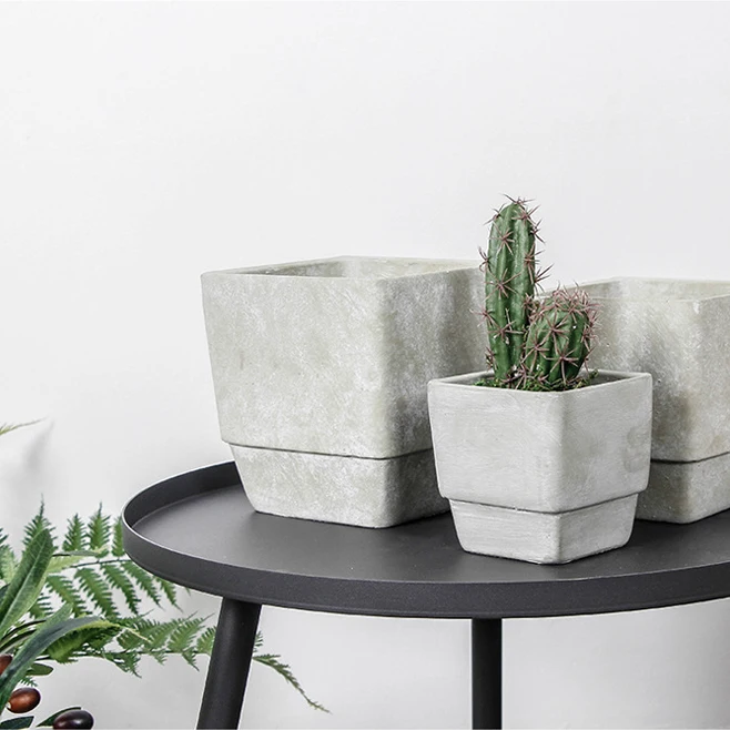 

Cement Square Flower Pot Modern Minimalist Nordic Indoor Plant Pot Container Creative Porta Piante Household Accessories ED50FP