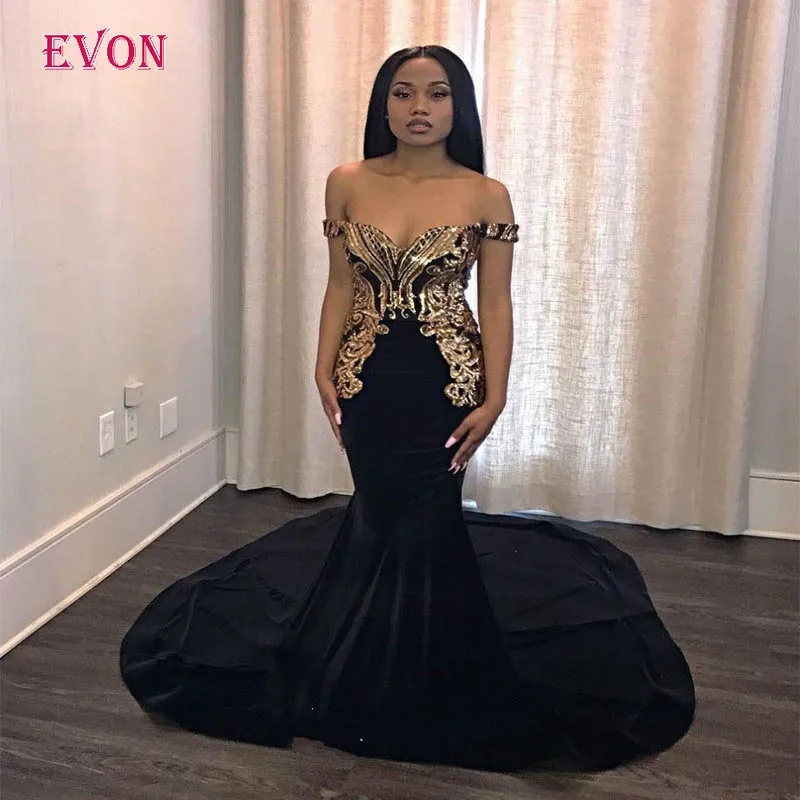 Платья для выпускного вечера с открытыми плечами размера плюс 2019 черные и