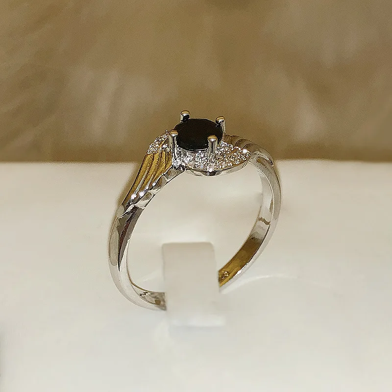 925anillos серебряное черное циркониевое кольцо модное простое женское классическое