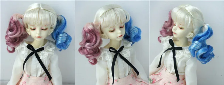

1/3 1/4 1/6 1/8 Doll wig ,Ob11 baby with imitation mohair dye gradient double ponytail 1 piece