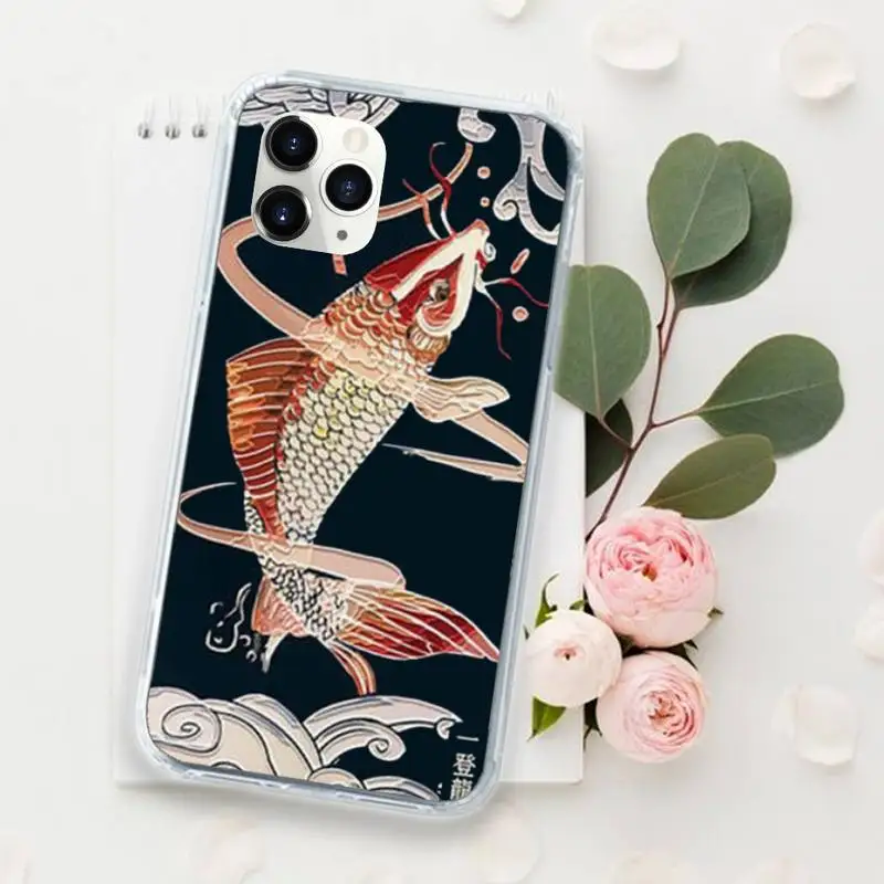 

Japanese style anime Fox dragon pattern Phone Case for iPhone 11 12 mini pro XS MAX 8 7 6 6S Plus X 5S SE 2020 XR Luxury shell