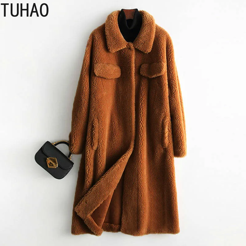 TUHAO Faux Fur Coat Women Long Sleeve Thick Warm Flurry Jackets Plus Size Coat Winter Black Yellow Pink Red Fur Coats Fall  WM19