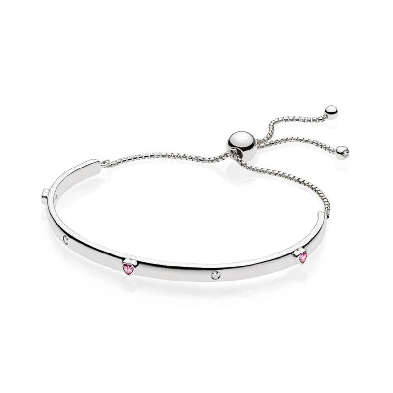 

Baofu New Original 925 Sterling Silver Bracelet Exotic Pink Love Adjustable Bracelet Suitable For Female DIY Fashion Jewelry