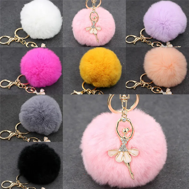 1 шт. аксессуары подарок Кролик Мех авто брелок балерина девочка мех автомобиль