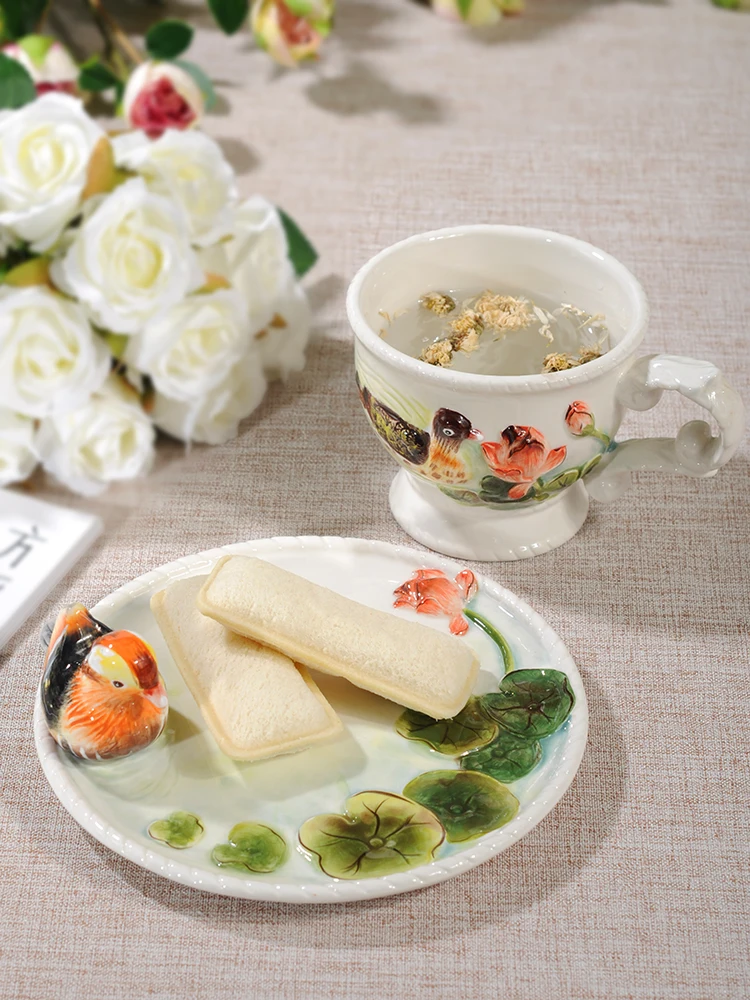 Керамические кружки для чая и кофе с птицами цветами чашка молока домашний декор