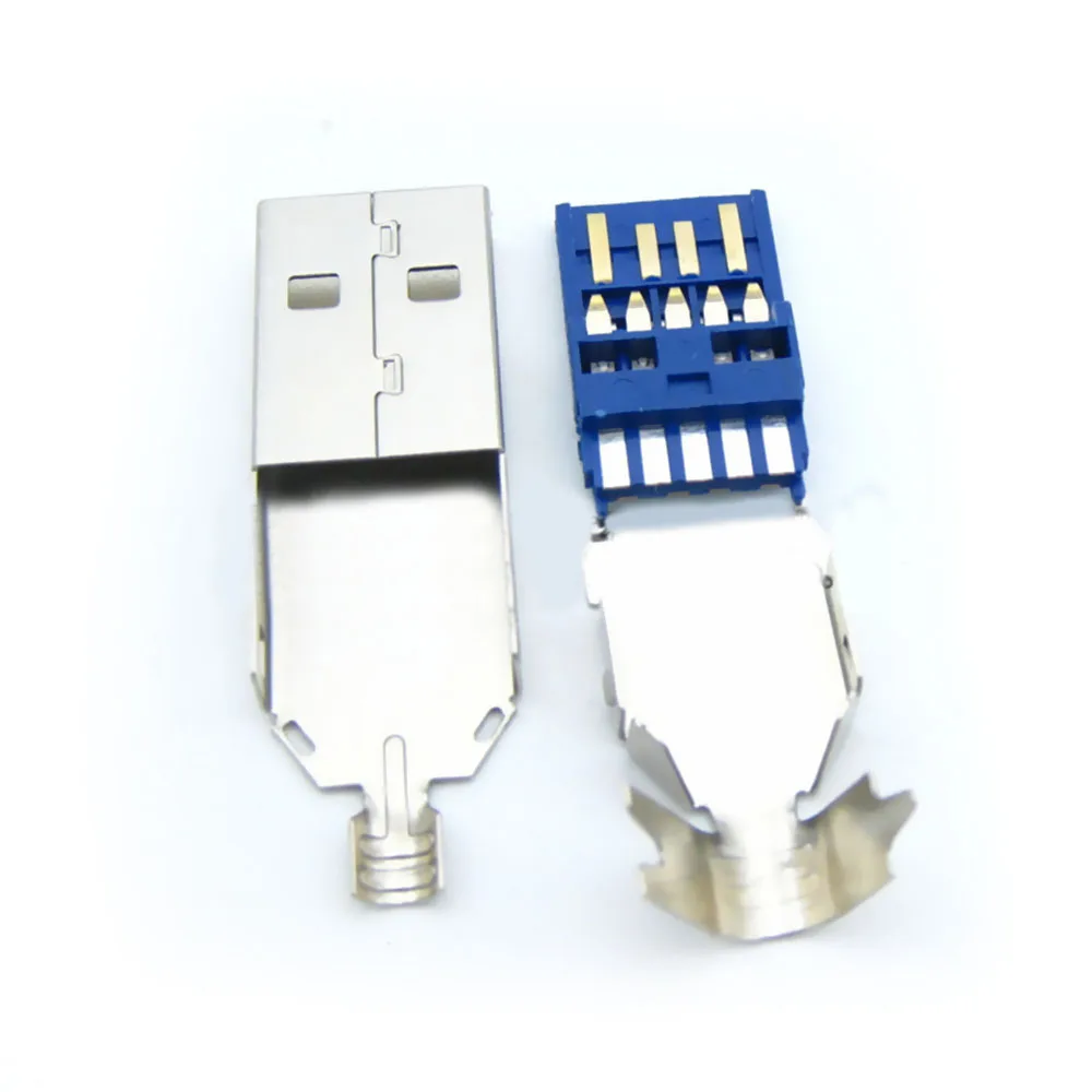 

10Set DIY USB 3.0 3 in 1 Male Connector USB Jack Soldering Type Line Tail Socket High Speed Charging Socket