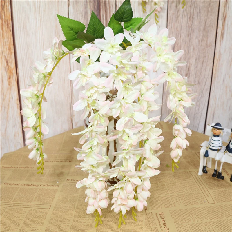 

Orchid Artificial Silk Wisteria Flower Thailand Spider Plant Rattan Bride Flowers Garland for Home Wall Art Wedding Decoration
