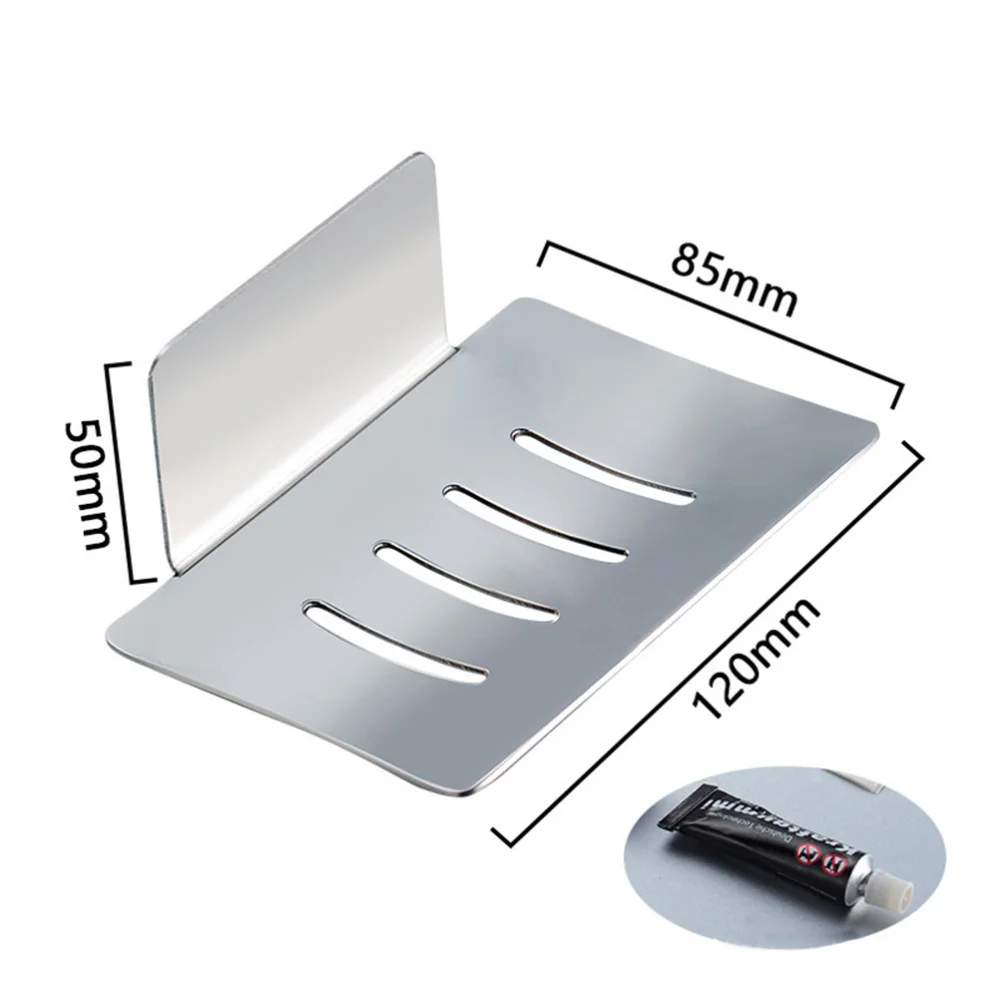 

Stainless Steel Soap Rack Soap Draining Board Practical Wall Mounted Soap Rack Bathroom Soap Storage Box (Punch)