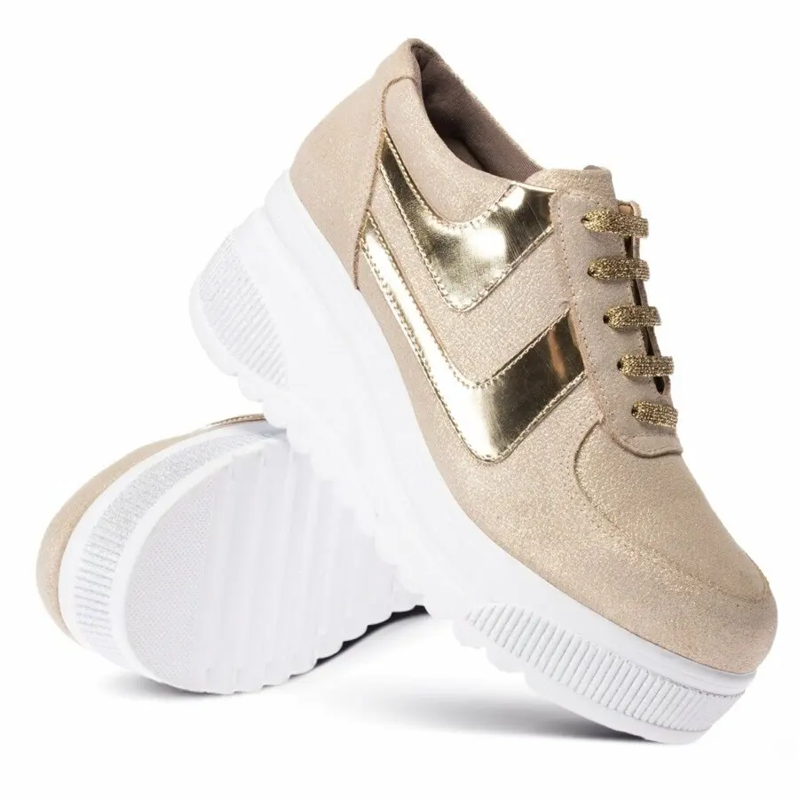 

Sneakers Women Deery, Genuine Leather Gold Color Sneaker Women Shoes