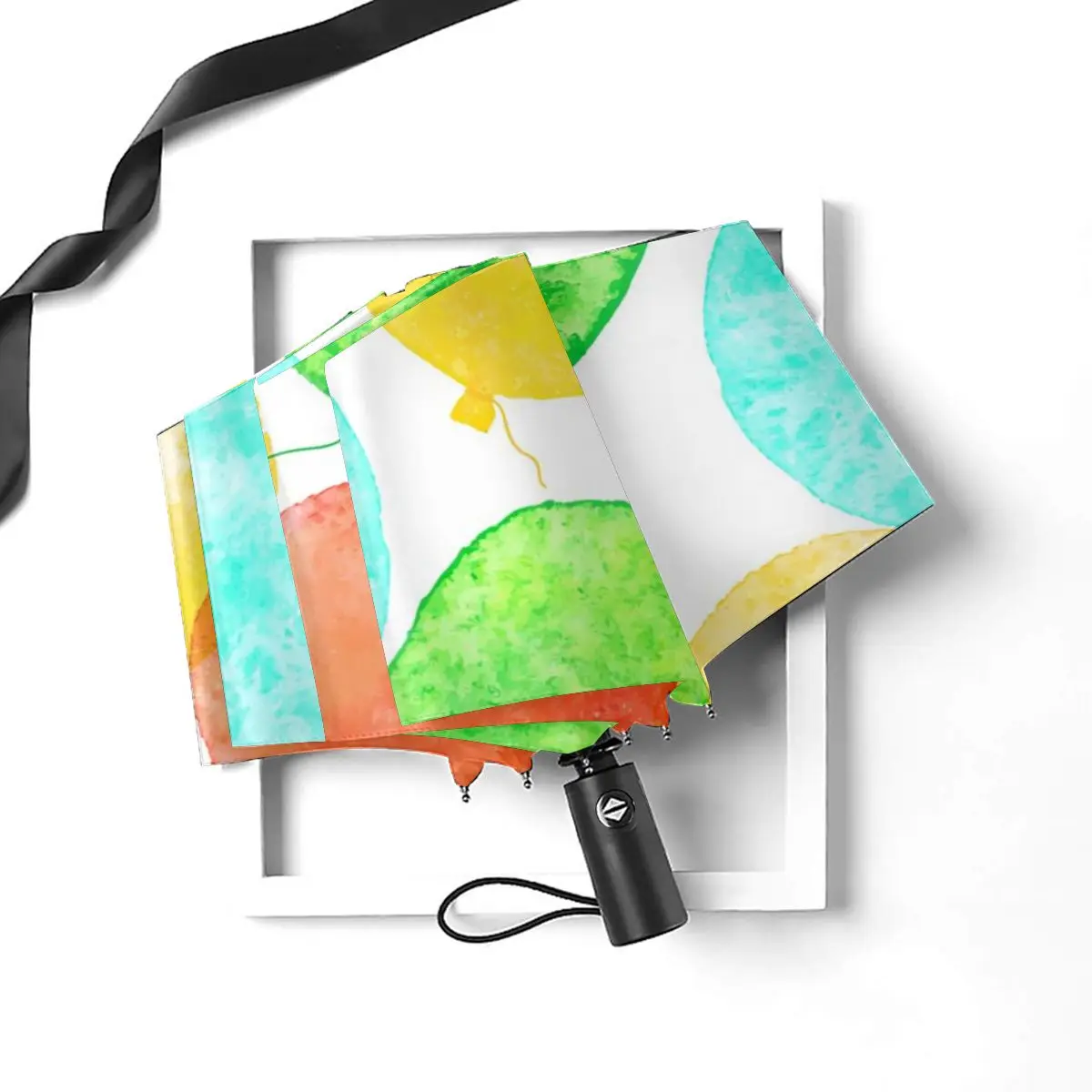 Online Ombrello Di Sole Acquerello Colorato Palloncini Automatico Donne Degli Uomini Portatile Pieghevole Ombrello Di Protezione Solare Pioggia Antivento Spiaggia Parasole