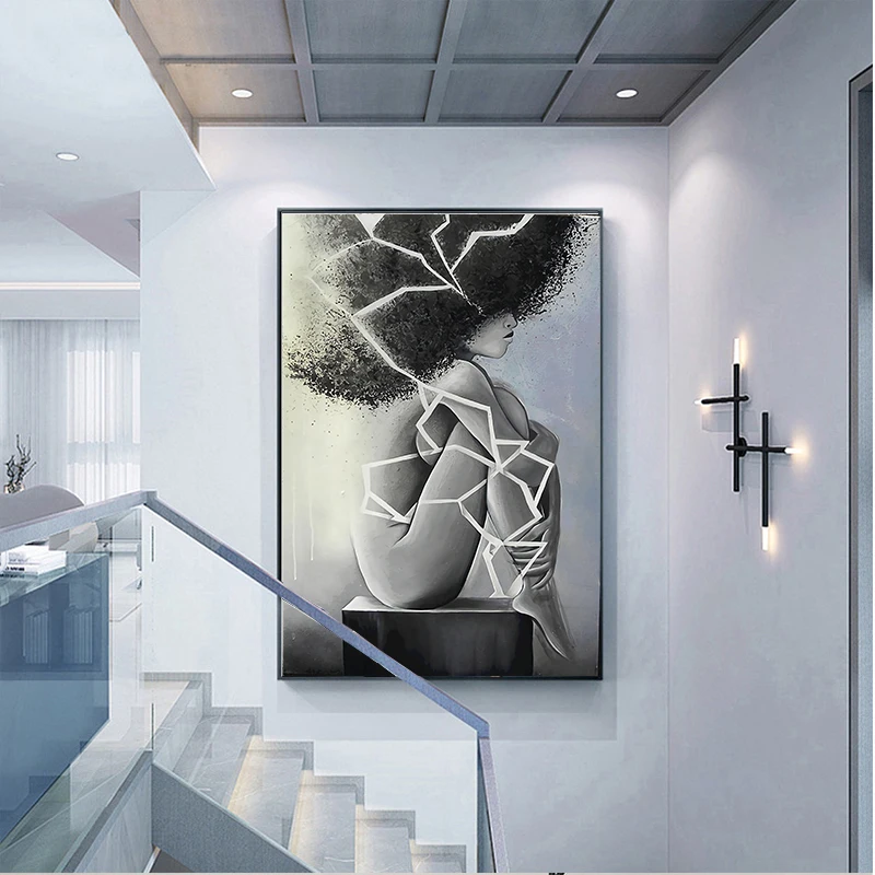 Черно белая абстрактная женщина Mutu печать и плакат настенное Искусство Холст