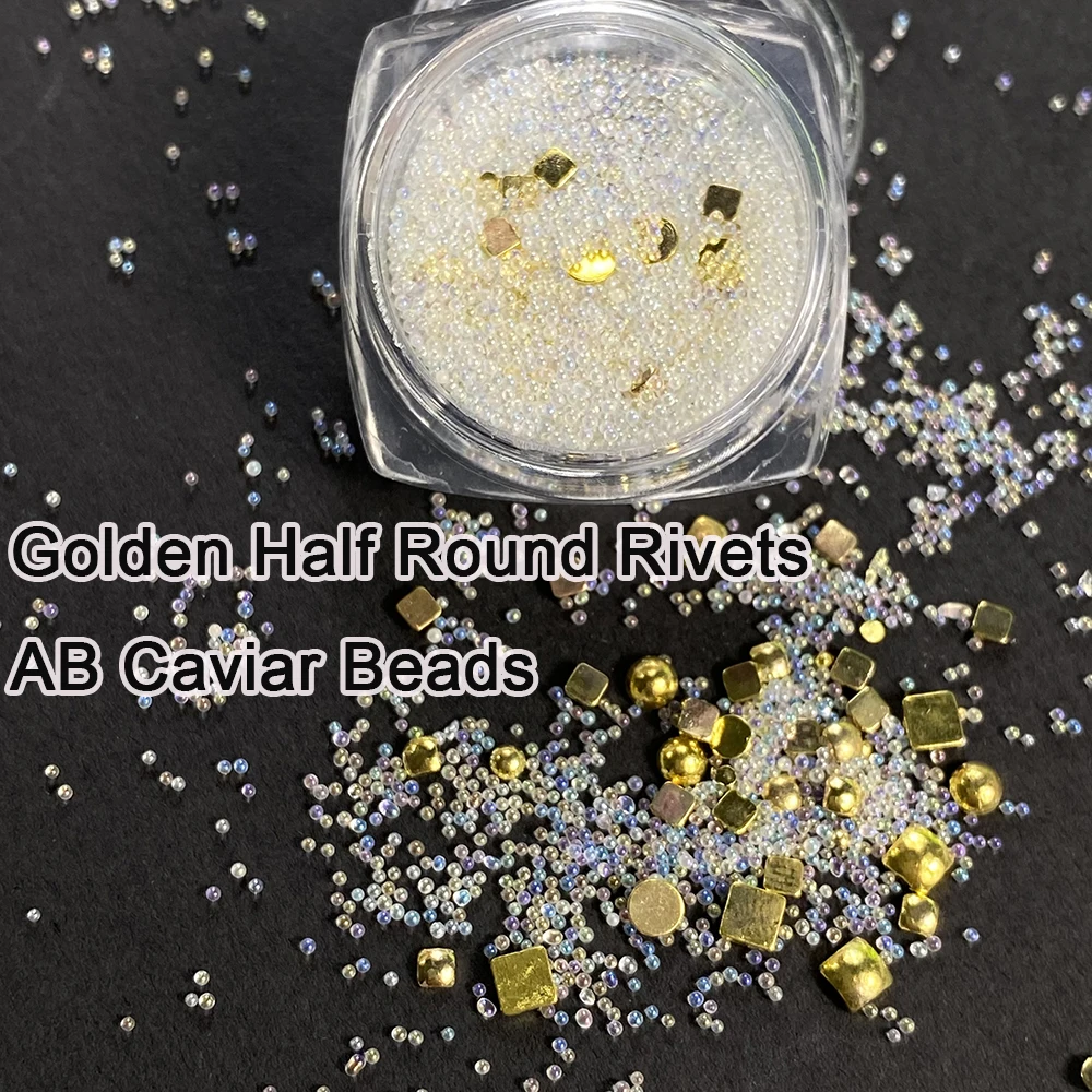 Новинка 2021 микро серебряная Золотая Икра стеклянные стразы для ногтей AB мини лак