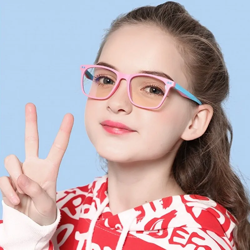 Очки против голубого излучения для малышей детей девочек квадратная Оправа