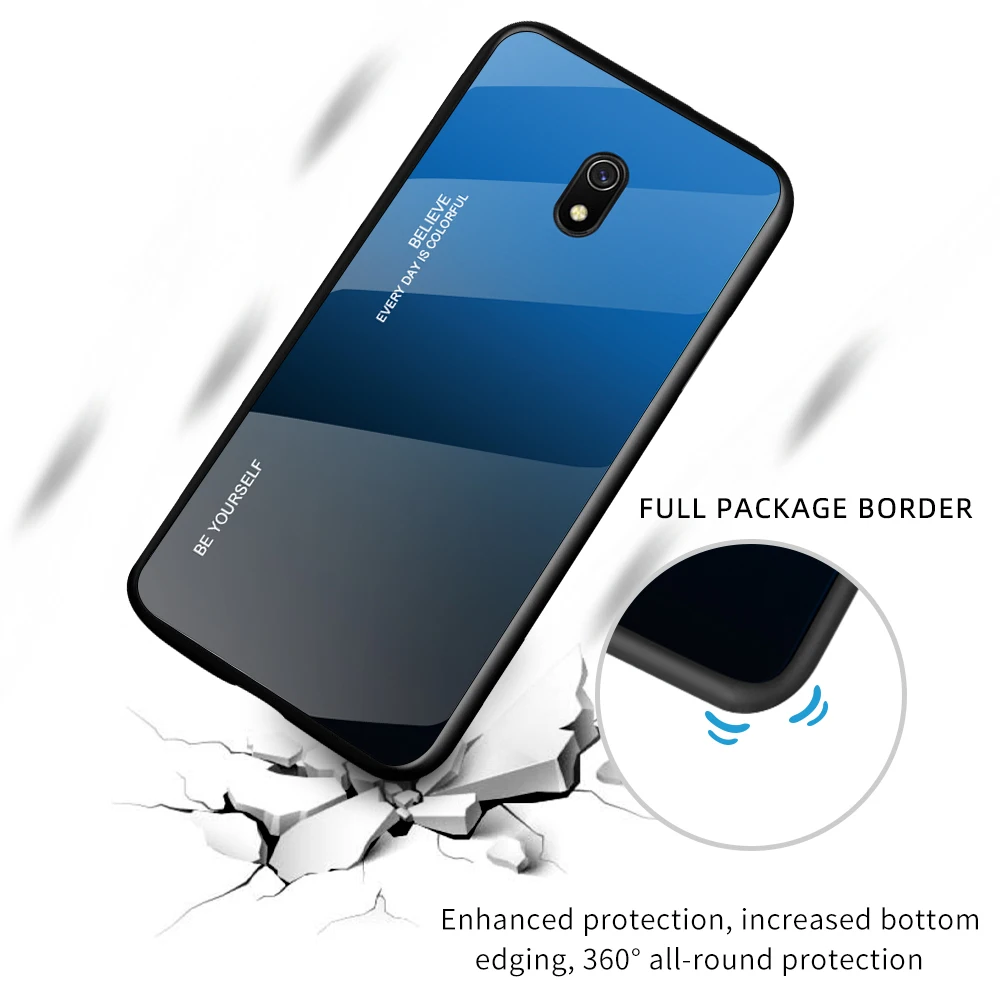 Градиентный чехол из закаленного стекла для телефона для Xiaomi Redmi 8A 8 7A 6A Капа Redmi 8 7 6 Redmi8 8A жесткий Стекло чехол на заднюю панель