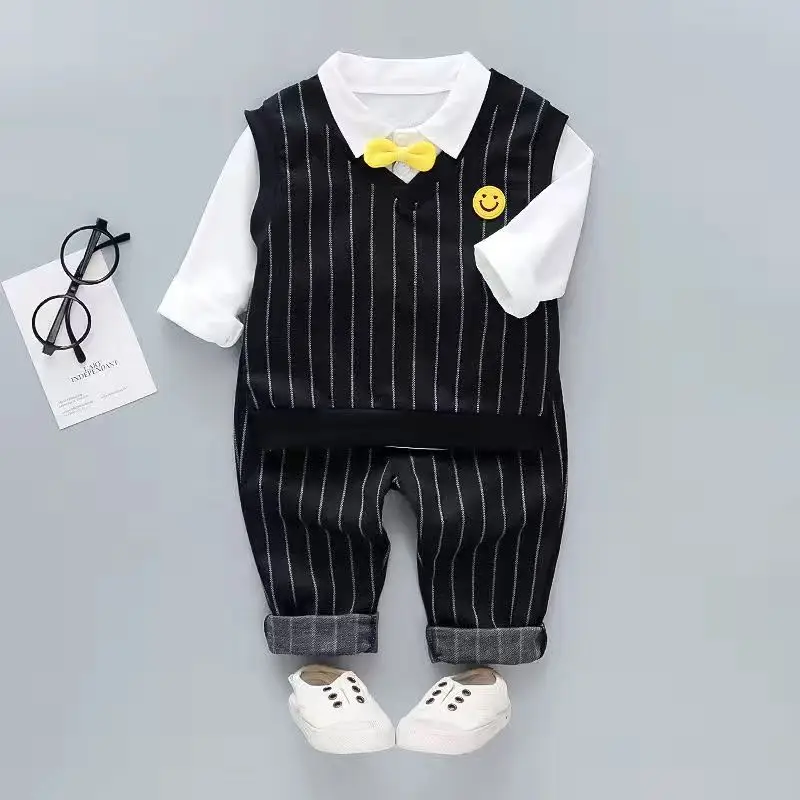 

Infant Clothing Suit Spring Autumn Baby Boys Clothes Formal Party Newborn Tie T-shirt+Pants+Vest 3pcs Suit Baby Boy Outfits Set