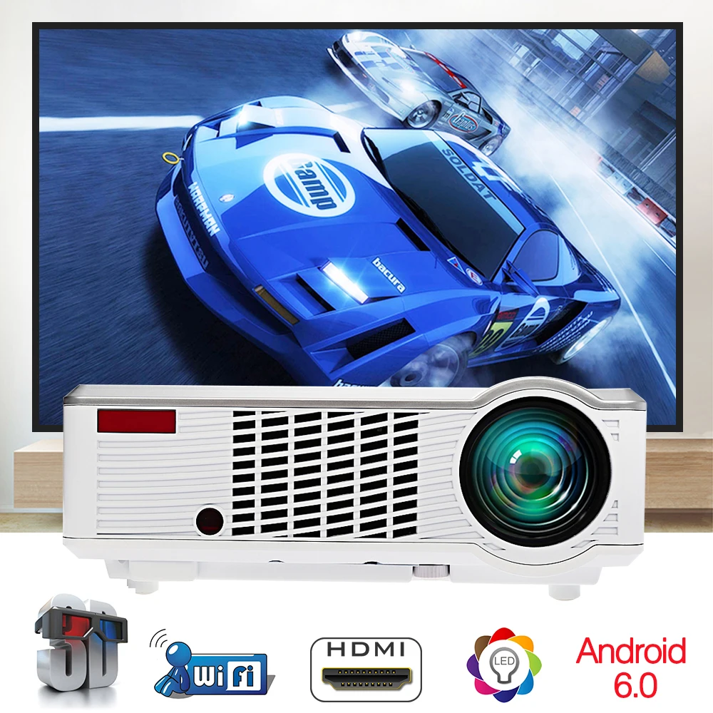 Проектор Poner Saund HD 3302 Вт 3500 лм опция Android 6 0 HDMI USB1080p домашний кинотеатр Wi Fi