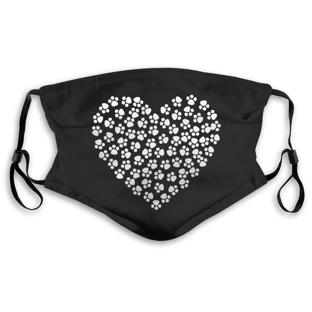 

Funny Heart of Paw Printed Mouth Covering Washable Reusable Fabric Face Mask with Filter