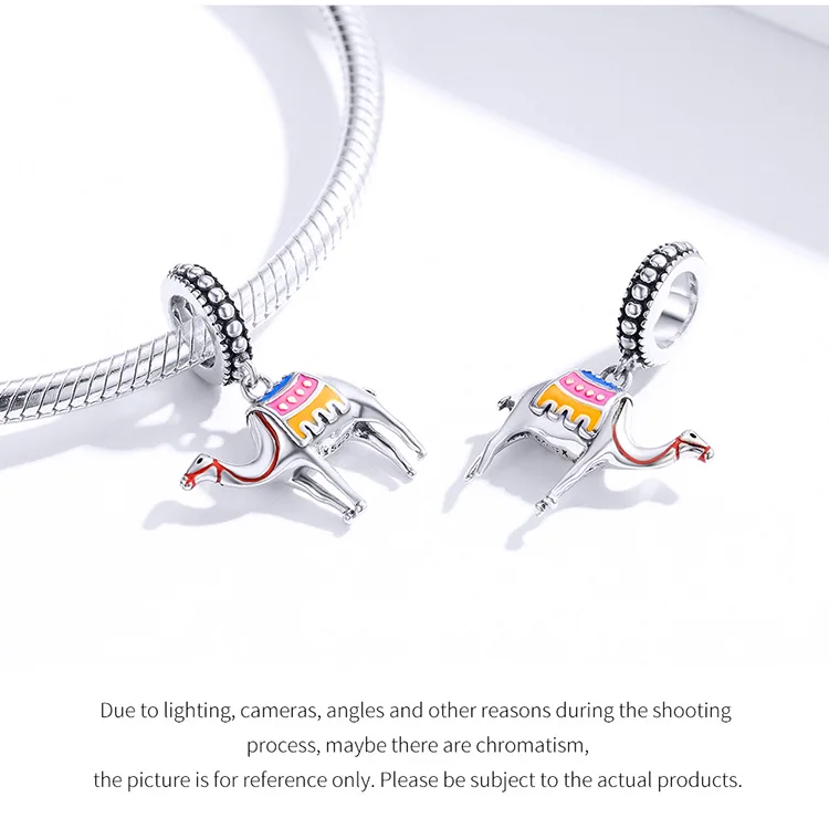 

Sterling Silver 925 Enamel Animal fit 3mm Snake Bracelet beads Fashion Jewelry Desert Camel Pendant Charm Bijoux