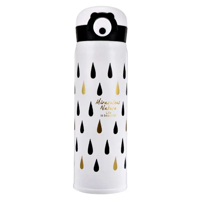 White Raindrop 500ml Новинка года. Двухслойная вакуумная колба из нержавеющей стали. Спортивная портативная Вакуумная чашка с жемчужным узором. Вакуумная чашка большой емкости - Цвет: White Raindrop 500ml
