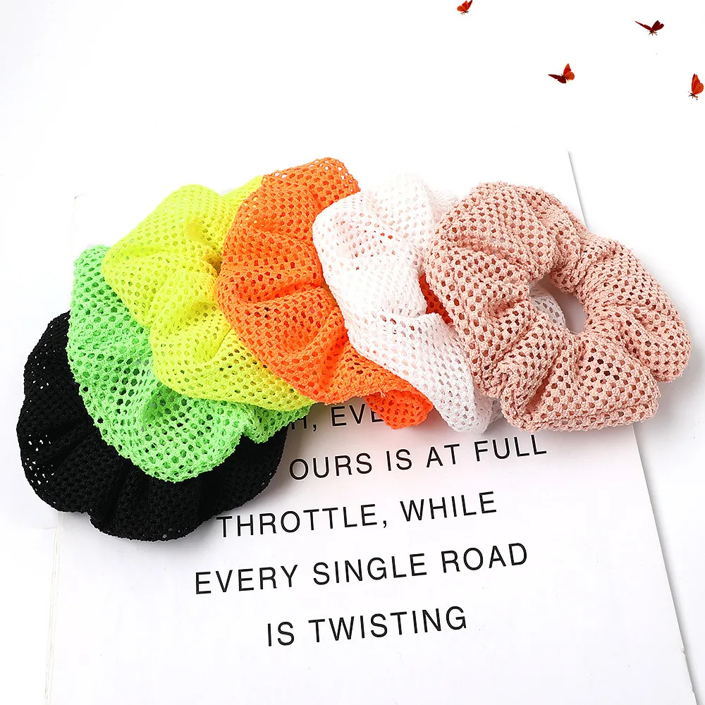 

Hot Sales Women Hairband Mesh Neon Elastic Hair Band Rubber Headband Scrunchie For Women hair accessories QY123042
