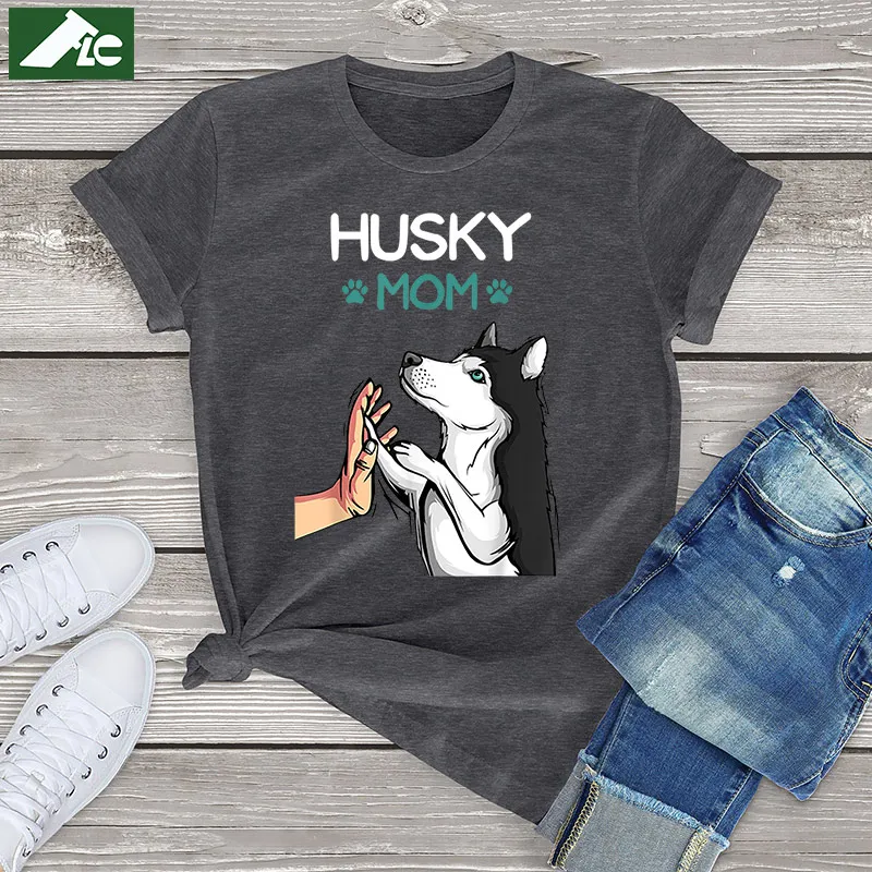 100% Cotton Husky graphic Tee Tops Husky Mom Dog Lover Girls Women Funny T-Shirt Oversized Female T Shirt unisex streetwear