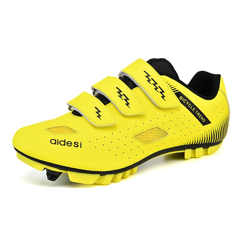 

New three-layer Velcro mountain bike shoes, Velcro lock road bike shoes, men's non-locking rubber sole cycling shoes