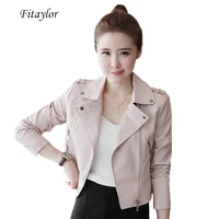 new autumn winter women leather jackets soft pu pink leather coats short design slim cute faux leather motorcycle outwear