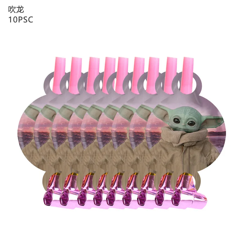 

10PCS Baby YOda Blowouts Party Supplies Star Wars Happy Birthday Decoration Baby Shower Decoration Boy Kids Happy Gifts