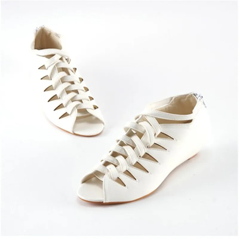 Обувь в римском стиле обувь на небольшой танкетке со средней и задней молнией