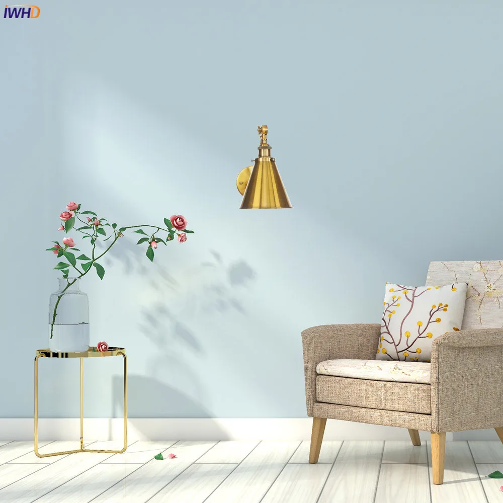 Настенный светильник IWHD Wandlamp в античном стиле Эдисона регулируемый золотистый