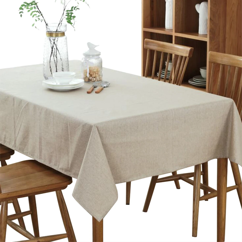 Разноцветная однотонная декоративная льняная скатерть Водонепроницаемая