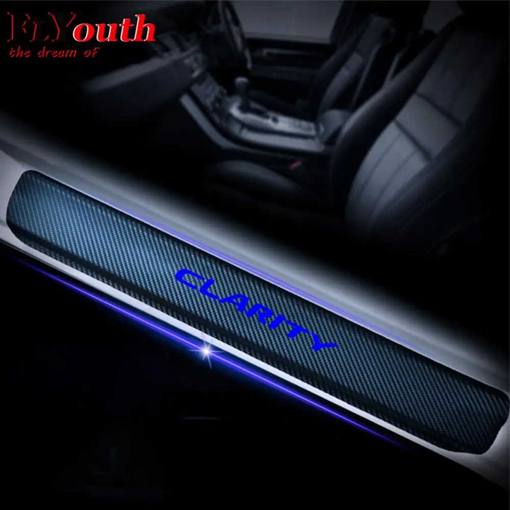 

Car Door Sill Scuff Plate For Honda Clarity Reflective 4D Carbon Fiber Sticker Welcome Pedal Threshold Auto Accessories 4Pcs/set