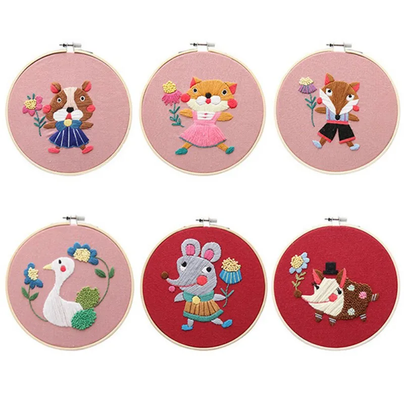 

Embroidery DIY Material Package Continental Stereo Embroidery Kit Handmade Creative Fabric Gift Cartoon Small Painting Decor