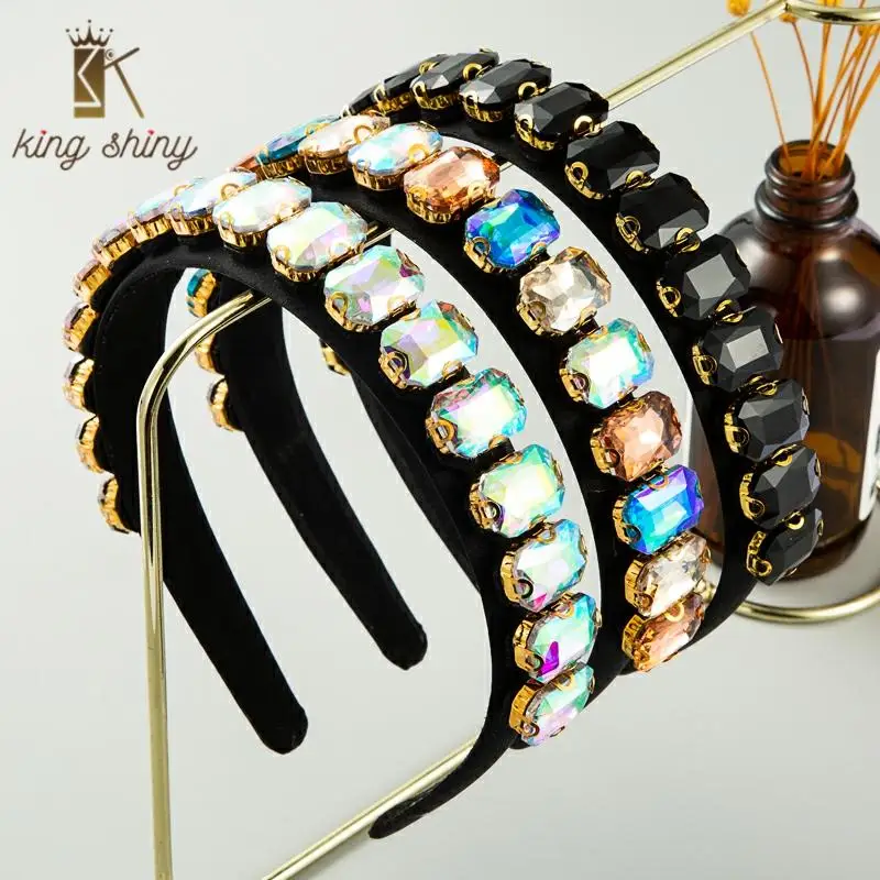 

Baroque Full Multi Color Crystal Headband for Woman Luxurious Geometric Square Rhinestone Hair Hoop Woman Party Hair Accessories
