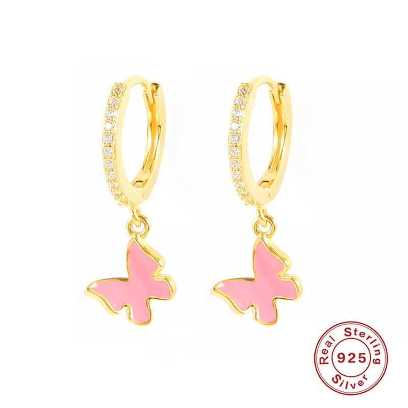 

Aide Colorful Enamel Yinyang Drop Earrings S925 Sterling Silver Dripping Oil Love Heart Flower Butterfly Dangle Earring Jewerly