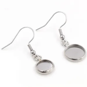(Не выцветает) 8 мм 10 мм 10 шт нержавеющая сталь кабошон серьга Настройки Серьги пустыеоснование, Diy серьги-крючки
