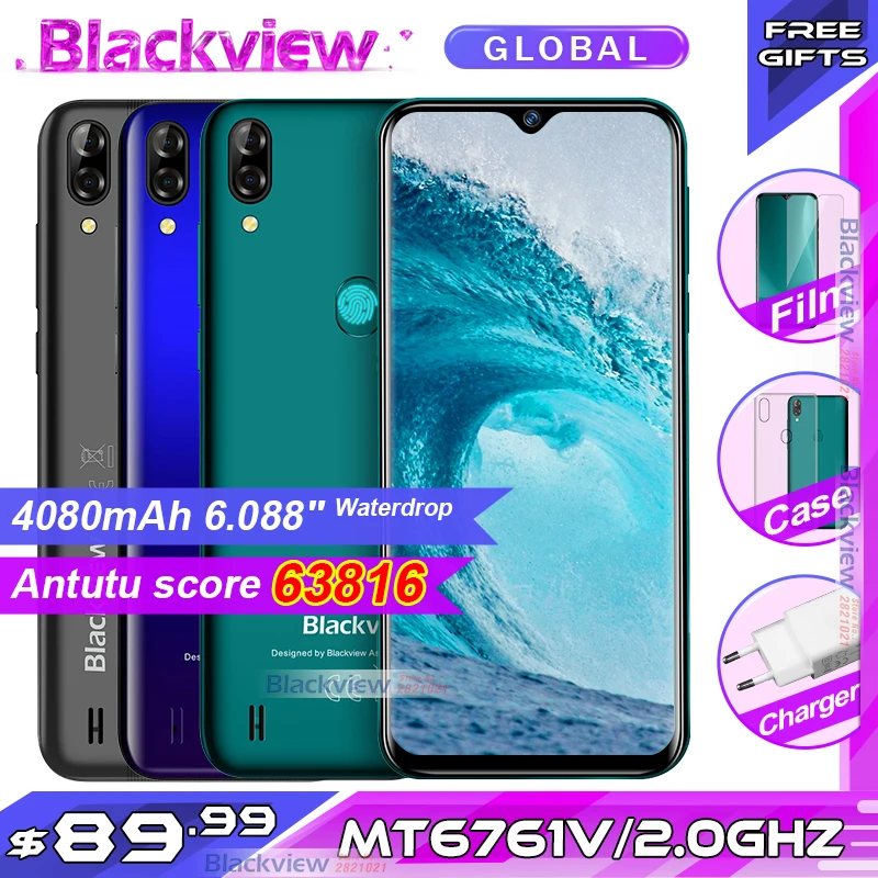Смартфон Blackview A60 Pro, четырехъядерный процессор MTK6761, экран 6,088 дюйма, 3 Гб ОЗУ, 16 Гб ПЗУ, Android 9,0, 4G, мобильный телефон A60PRO