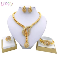 liffly luxury dubai gold jewelry sets for women necklace bracelet earrings ring african wedding bridal jewelry set