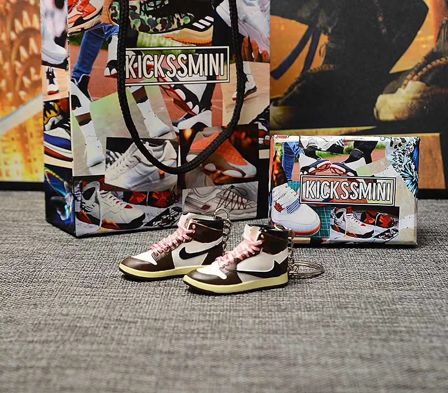 a pair w metal ring Персональный DIY Jordan Generation AIR JORDAN 1 chicago 3D кроссовок фигурный брелок сумка Подвеска парный брелок - Цвет: a pair w metal ring