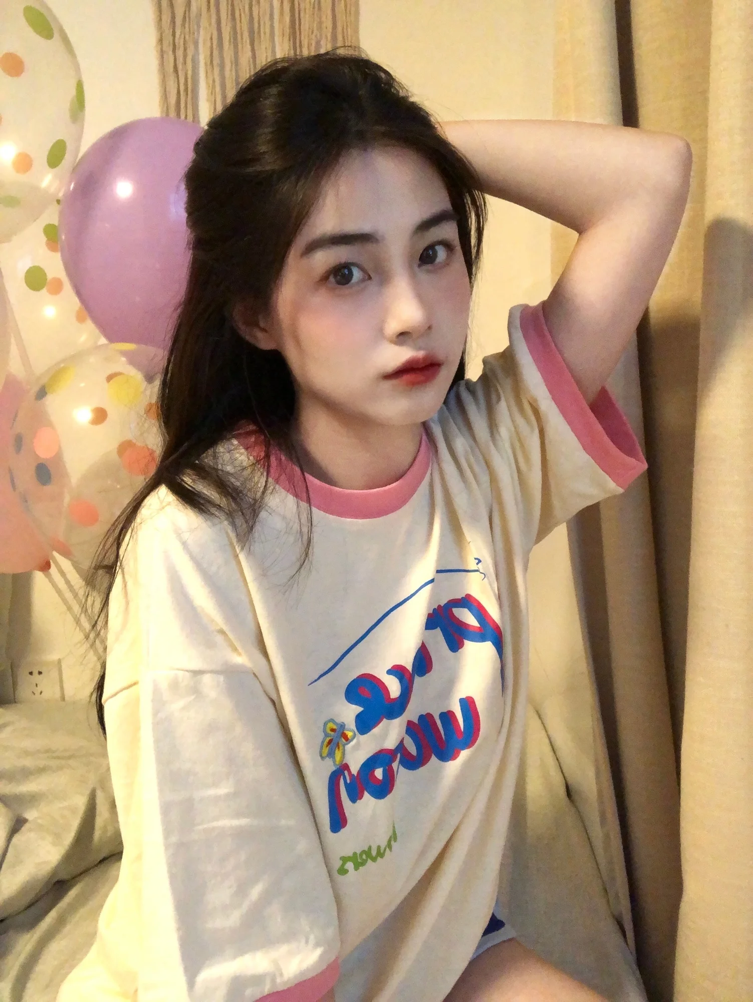 Футболка свободная с цветочным принтом и коротким рукавом | Женская одежда