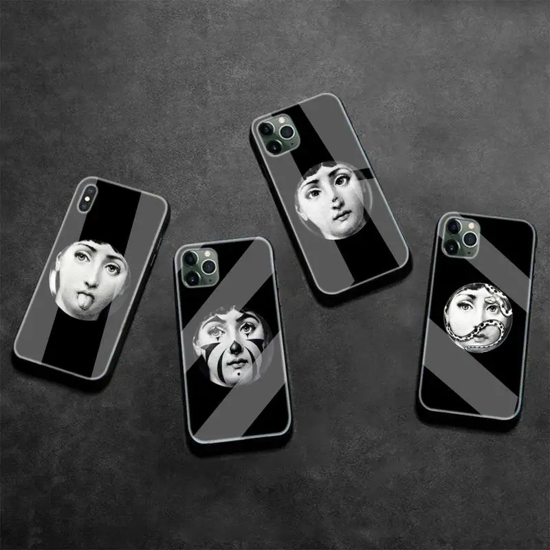 

Face Art Fornasettie Phone Case Tempered Glass For Iphone6plus 6S 7 7plus 8 X XS XSmax XR 11 12 Pro Max 12mini