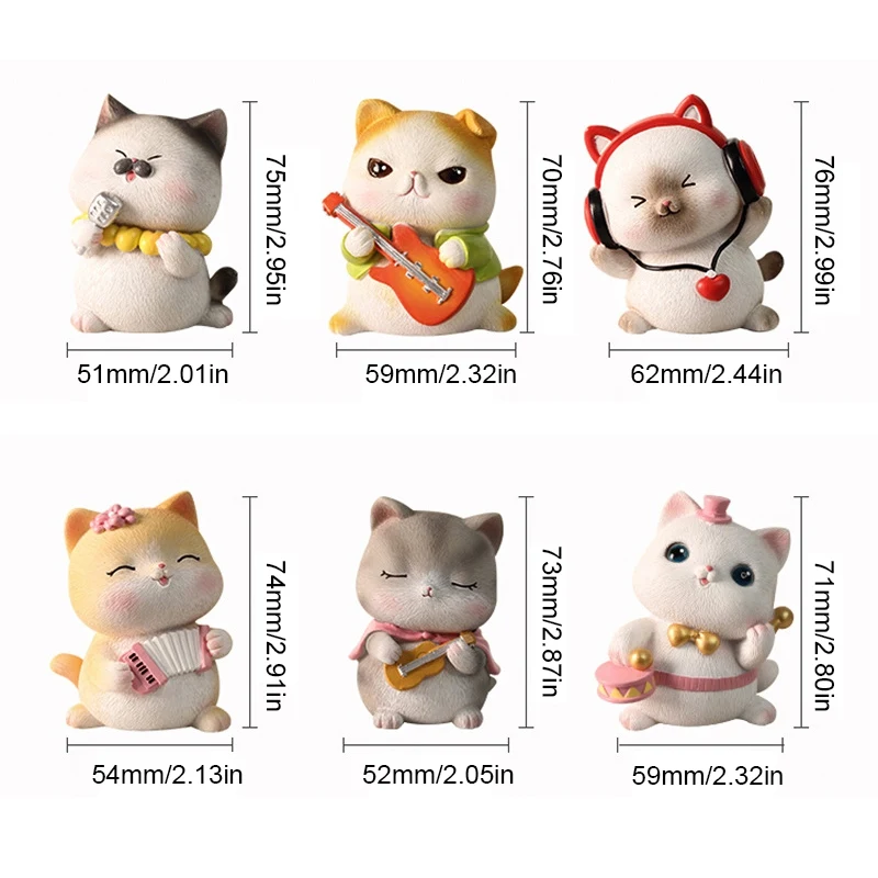 

Creative Resin Cute Pet Cat Automobiles Guitarists Ornament Car Dashboard Decorations Automobiles Interior Accessories