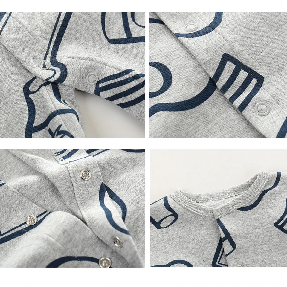 Летние детские комбинезоны для маленьких мальчиков и девочек с длинным рукавом