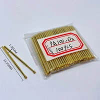 100pcs metal brass gold plated compression test pin pa100 q2 gold electronic test pogo pin diameter 1 36mm