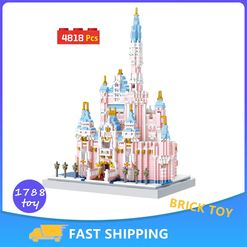 

4818PCS Pink Fantasy Castle World Famous Architecture Diamond Building Blocks House Toy For Children Christmas Birthday Gift