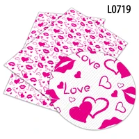 loving heart valentines day printed pu leather fabric diy sewing material for holiday decoration accessories 30 cm x 136 cm