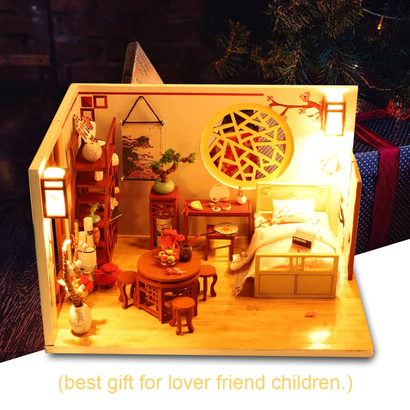 

DIY Kit Doll House Furniture Miniature Dollhouse DIY Miniature House Room Box Theatre Toys For Children Stickers DIY J010