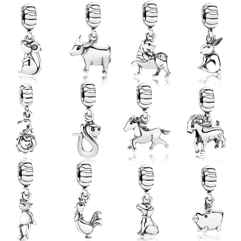 

Festive Style 925 Sterling Silver Beaded Zodiac Is Suitable for Matching with Original Bracelet Pendant DIY Gift Female Jewelry